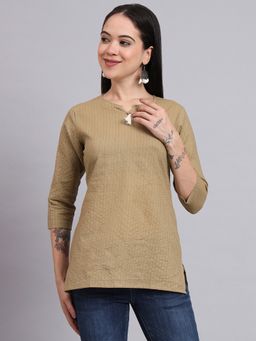 Aayusika - Khaki Cotton Stripes Top