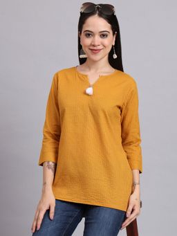 Aayusika - Mustard Cotton Stripes Top