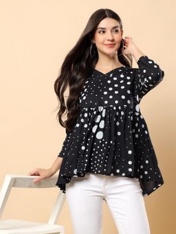 Aayusika - Black Rayon Printed Top