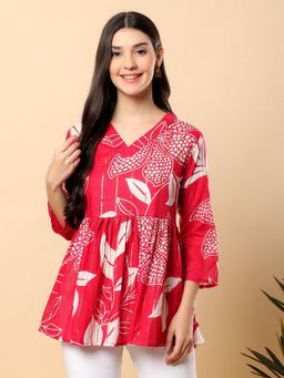 Aayusika - Pink Cotton Lurex Printed Top