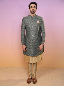 KISAH - Men Green Sherwani (Set of 3)