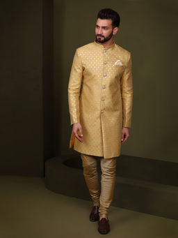 KISAH - Men Mustard Sherwani (Set of 2)