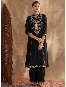 Lakshita - Black Kurta Set With Delicate Embroidery