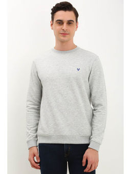 Allen Solly - Men Grey Regular Fit Textured Full Sleeves Sweatshirt