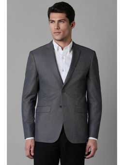 Louis Philippe - Men Grey Slim Fit Solid Full Sleeves Blazer