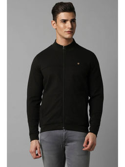 Louis Philippe - Men Black Regular Fit Textured Full Sleeves Jacket