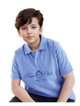 RARE ONES - Aimo Dark Blue Cotton Half Sleeve Collared Neck Hd Print Polo T-shirt - Rare Ones By Rare Rabbit