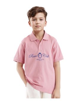 RARE ONES - Aimo Pastel Pink Cotton Half Sleeve Hd Print Polo T-shirt - Rare Ones By Rare Rabbit
