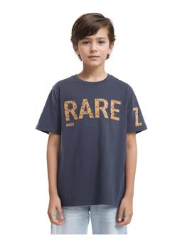 RARE ONES - Bant Navy Blue Cotton Half Sleeves Regular Fit T-shirt - Rare Ones By Rare Rabbit