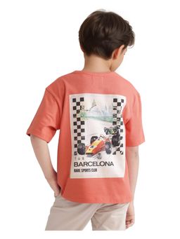 RARE ONES - Barcen Light Orange Cotton Half Sleeve T-shirt - Rare Ones By Rare Rabbit