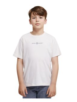 RARE ONES - Chom White Cotton Fabric Half Sleeves T-shirt - Rare Ones By Rare Rabbit