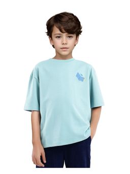 RARE ONES - Cube Light Turquoise Cotton Half Sleeves Back Graphic Print T-shirt - Rare Ones By Rare Rabbit