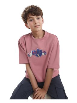 RARE ONES - Dice Pink Cotton Half Sleeves Boxy Fit Applique T-shirt - Rare Ones By Rare Rabbit