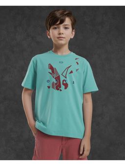 RARE ONES - Div Green Cotton Half Sleeves Regular Fit Graphic Print T-shirt - Rare Ones By Rare Rabbit