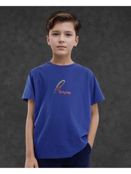 RARE ONES - Felix Blue Cotton Half Sleeves Graphic Print T-shirt - Rare Ones By Rare Rabbit