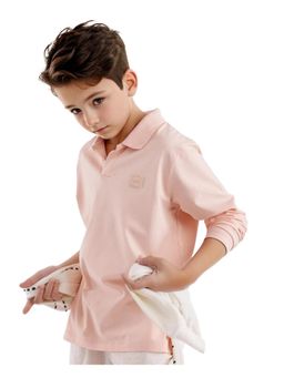 RARE ONES - Flit Light Peach Cotton Poly Full Sleeve Neck Solid Polo T-shirt - Rare Ones By Rare Rabbit