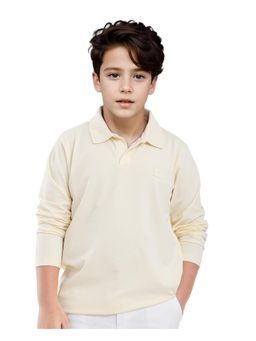 RARE ONES - Flit Pastel Yellow Cotton Poly Full Sleeve Neck Solid Polo T-shirt - Rare Ones By Rare Rabbit