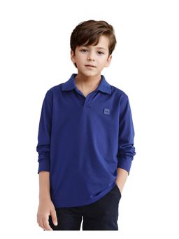 RARE ONES - Flit Navy Blue Cotton Poly Full Sleeve Collar Solid Polo T-shirt - Rare Ones By Rare Rabbit