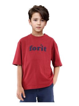 RARE ONES - Forit Dark Red Cotton Half Sleeves Towel T-shirt - Rare Ones By Rare Rabbit