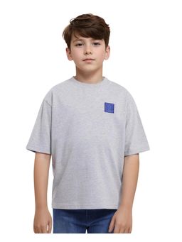 RARE ONES - Horse Melange Grey Cotton Oversized Fit Graphic Back Print T-shirt - Rare Ones By Rare Rabbit