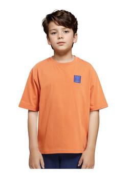 RARE ONES - Horse Orange Cotton Oversized Fit Graphic Back Print T-shirt - Rare Ones By Rare Rabbit