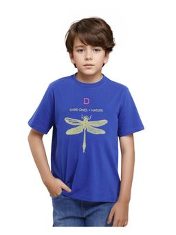 RARE ONES - Jos Blue Cotton Half Sleeve Regular Fit HD Placement T-shirt - Rare Ones By Rare Rabbit