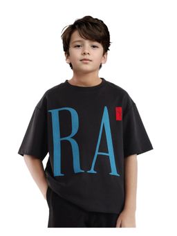 RARE ONES - Kin Black Cotton Poly Half Sleeve Pigment Boxy T-shirt - Rare Ones By Rare Rabbit