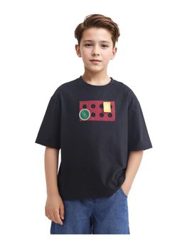 RARE ONES - Legun Black Cotton Half Sleeve Boxy Solid T-shirt - Rare Ones By Rare Rabbit