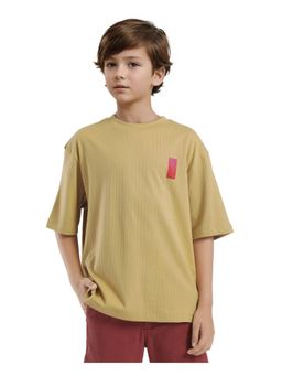 RARE ONES - Lest Mustard Cotton Ribbed Graphic Back Print Oversized Fit T-shirt - Rare Ones By Rare Rabbit
