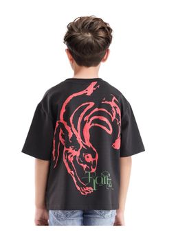 RARE ONES - Pete Black Cotton Half Sleeves Oversized Fit HD Branded T-shirt - Rare Ones By Rare Rabbit