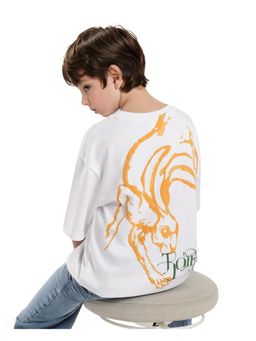 RARE ONES - Pete White Cotton Half Sleeves Oversized Fit HD Branded T-shirt - Rare Ones By Rare Rabbit