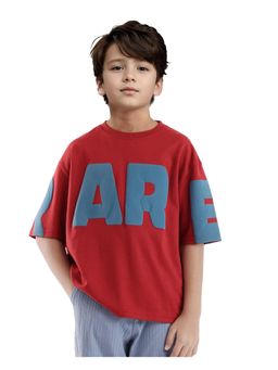 RARE ONES - Ras Dark Red Cotton Half Sleeve Boxy Fit T-shirt - Rare Ones By Rare Rabbit