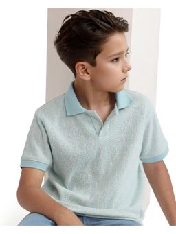 RARE ONES - Rivo Light Blue Cotton Blend Half Sleeve Polo T-shirt - Rare Ones By Rare Rabbit