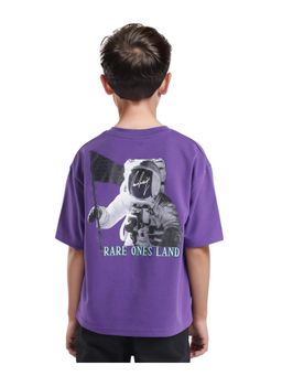 RARE ONES - Ryan Dark Purple Cotton Poly Half Sleeve Discharge With Hd Boxy T-shirt - Rare Ones By Rare Rabbit