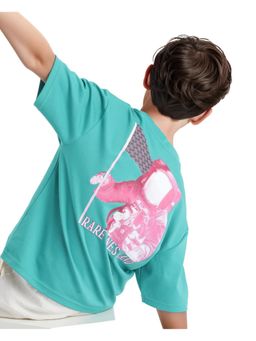 RARE ONES - Ryan Fluorescent Green Cotton Poly Discharge With Hd Boxy T-shirt - Rare Ones By Rare Rabbit