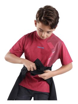 RARE ONES - Si Dusky Red Cotton Poly Half Sleeve Raised Hd T-shirt - Rare Ones By Rare Rabbit