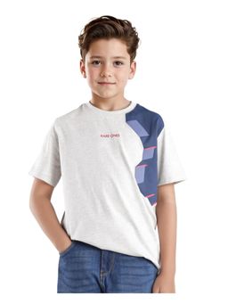 RARE ONES - Si Light Grey Cotton Half Sleeve Raised Hd T-shirt - Rare Ones By Rare Rabbit