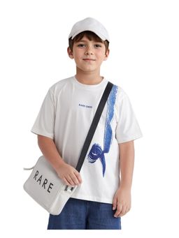 RARE ONES - Strok White Cotton Blend Half Sleeve T-shirt - Rare Ones By Rare Rabbit