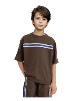 RARE ONES - Taper-T Dark Brown Polyester Fabric Half Sleeve T-shirt - Rare Ones By Rare Rabbit