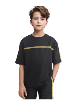 RARE ONES - Taper-T Black Polyester Blend Half Sleeve T-shirt - Rare Ones By Rare Rabbit