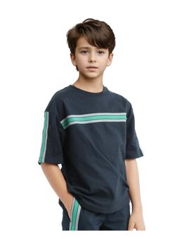 RARE ONES - Taper-T Navy Blue Polyester Blend Half Sleeve T-shirt - Rare Ones By Rare Rabbit