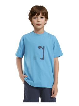 RARE ONES - Vel Blue Cotton Half Sleeves Embroidered Print T-shirt - Rare Ones By Rare Rabbit