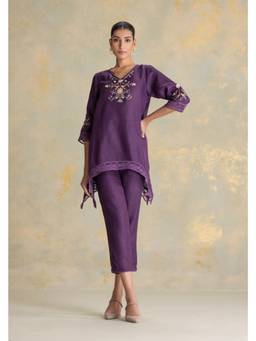 Kaveri - Purple Candlelit Blooms Talia Kurta and Pant