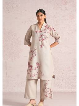 Kaveri - Beige Bloomscape Kurta and Pant