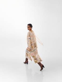 NOIB - Beige Adah Postcards and Petals Kaftan Dress