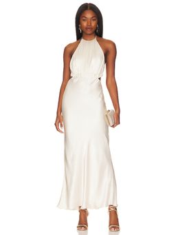 Shona Joy - Milo Ruched Open Back Halter Maxi Dress