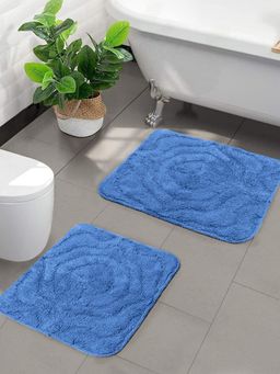 Saral Home - Cotton Anti-Slip Bathmat (Blue, 45 x 60 cm & 45 x 50 cm)