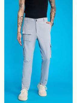 FREAKINS - Men Light Grey Solid Slim Cargo