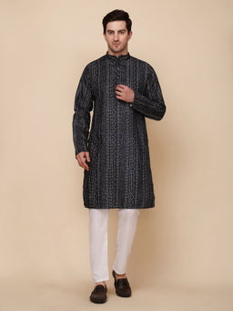 Pro Ethic Style Developer - Black Kurta With Pyjama For Men