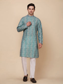 Pro Ethic Style Developer - Aqua Kurta With Pyjama For Men